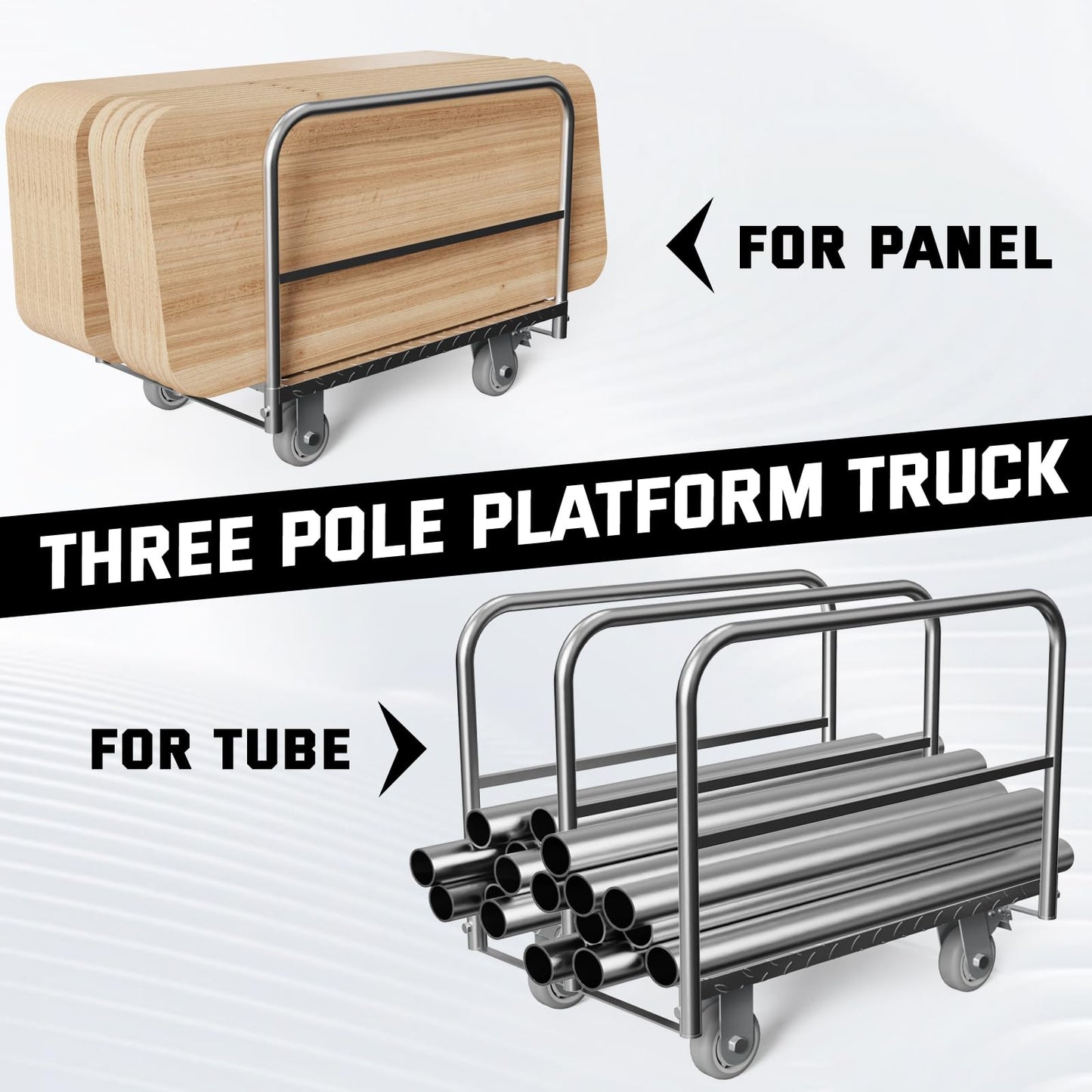 Panel Cart, Heavy Duty Flatbed Cart with 5In Swivel Caster 2000LBS Weight Capacity Lumber Drywall Mattress Cart Transporting Heavy Loads with Ease and Efficiency 2PCS Straps for Platform Truck