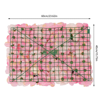 Unnsiapit Artificial Flower Wall Backdrop, 20Pcs Background Panels Floral Wall Privacy Screen Decorative Fences for Party Wedding Garden Outdoor, W23.6*H15.8in, Pink & White & Green