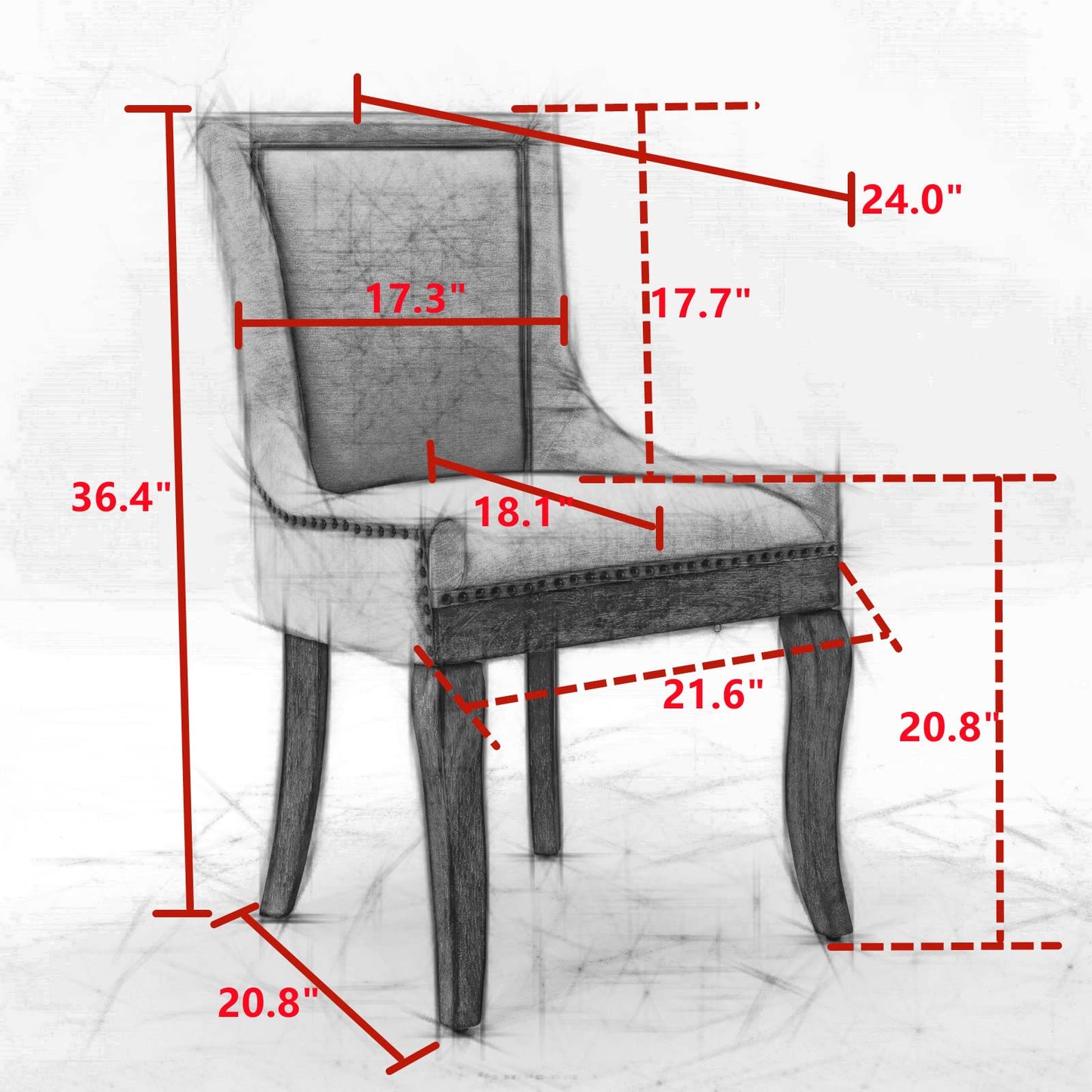 Upholstered Dining Chairs Set of 2,Mid Century Modern Dining Room Chairs with Solid Wood Frame Bronze Nail Head,Armless Accent Chair for Living Room Kitchen Restaurant 36.4" H Leopard
