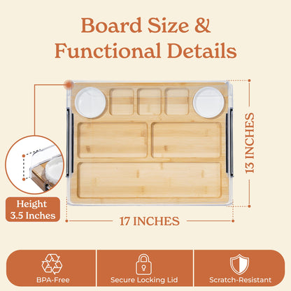 SMIRLY Charcuterie Boards with Lid Large Travel Cheese Charcuterie Boards with Lid, Portable Bamboo Cheese Platters Serving Tray for Home Kitchen Picnics, Housewarming Gifts Wedding Gifts for Couples
