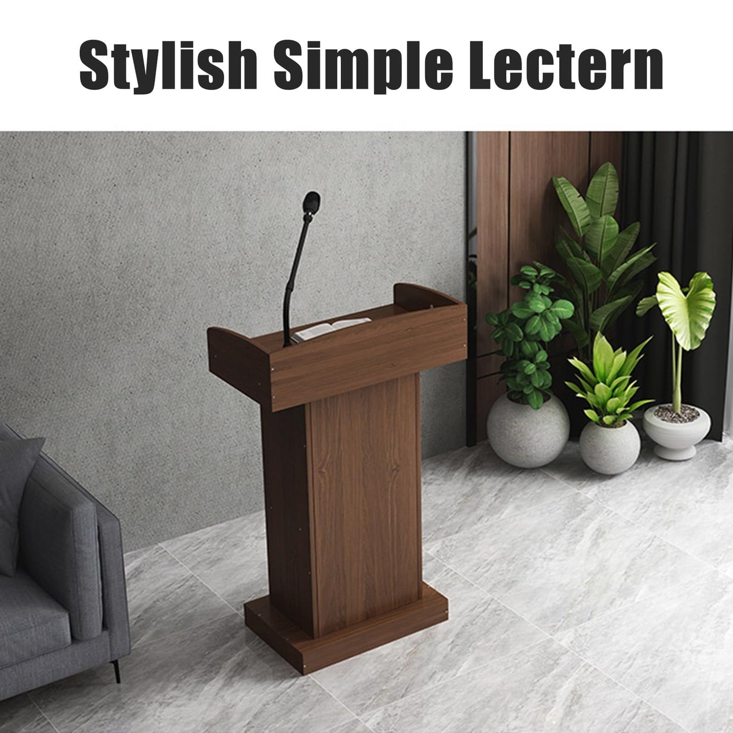 TGBHM Wedding Speech Podium Stand for Lectern Presentation Church Classroom Pulpit with Wooden Heavy Base Podium for Lecture,Oak