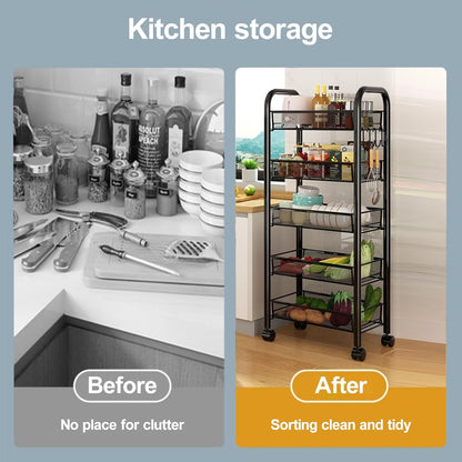 5 360 41 Inch Fruit Vegetable Basket Storage Cart Tier Snack Cart Stackable Metal Mesh Vegetable Organizer with Degree