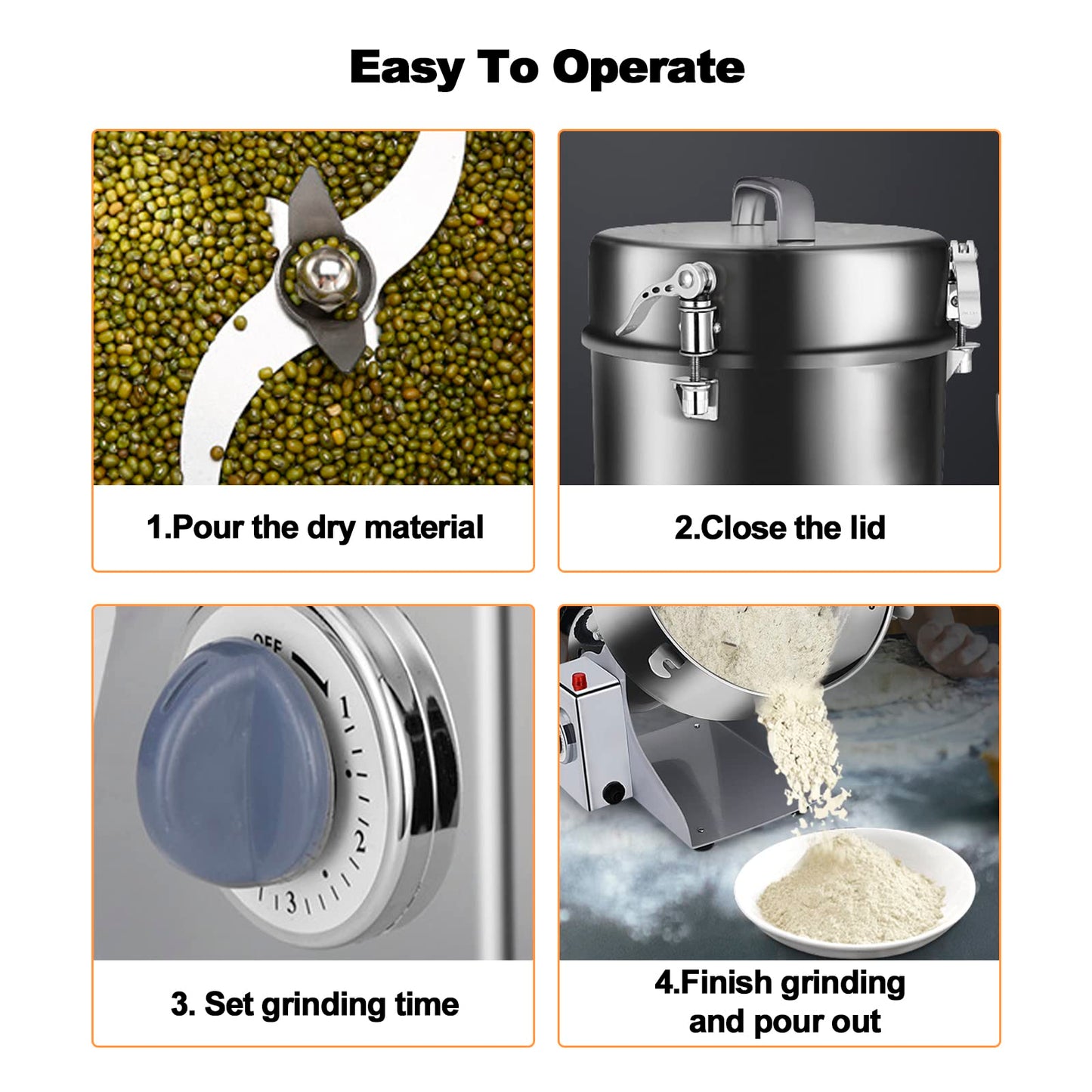 ExGizmo Electric Grain Grinder 800g,Swing Type Grain Mill Grinder 3000W,110V Stainless Steel High-speed Spice Herb Grinders Superfine Machine Dry Cereals Pulverizer Swing Type