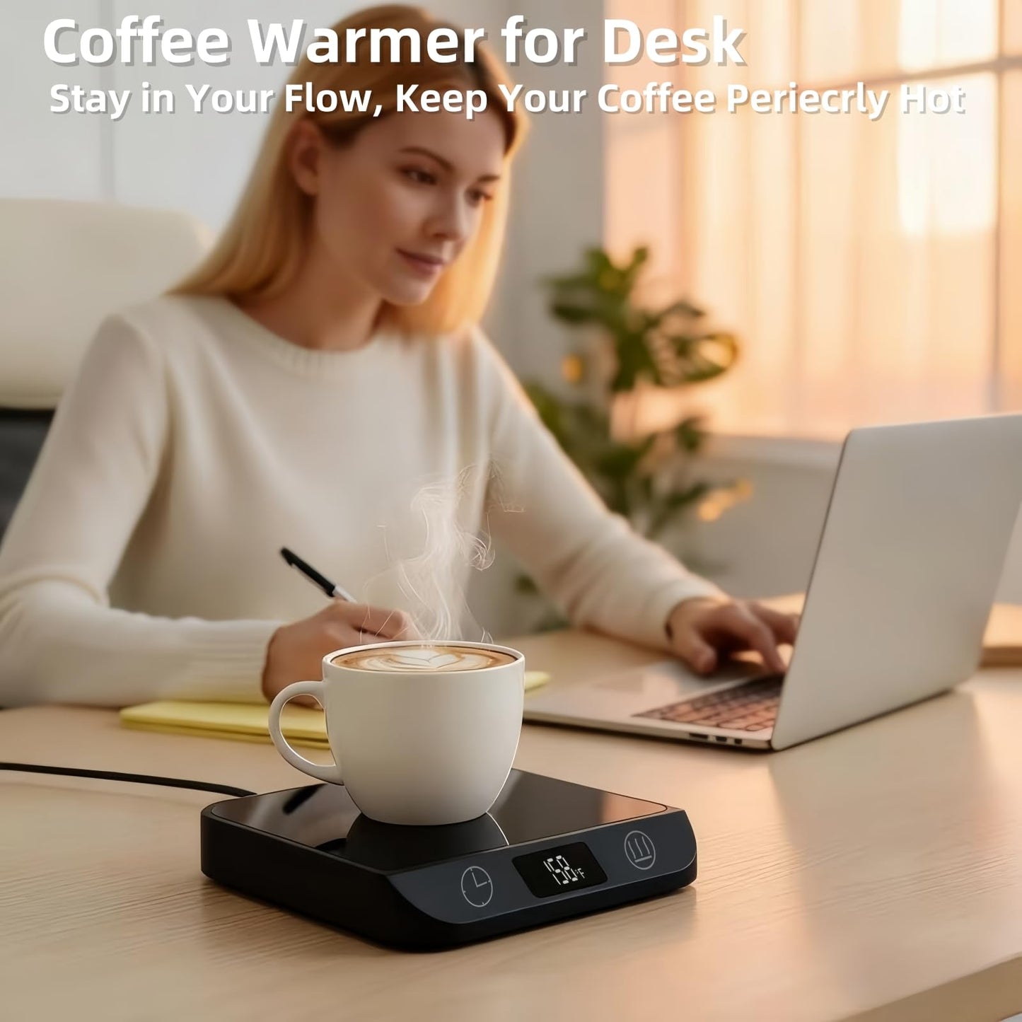 Coffee Mug Warmer & Candle Warmer 2-in-1 with Auto Shut Off - 46W Smart Electric Warmer, 6 Temperature Settings (113-158°F), Digital Timer, 4.5" Plate for WFH,Desk,Office,Home,Bedroom