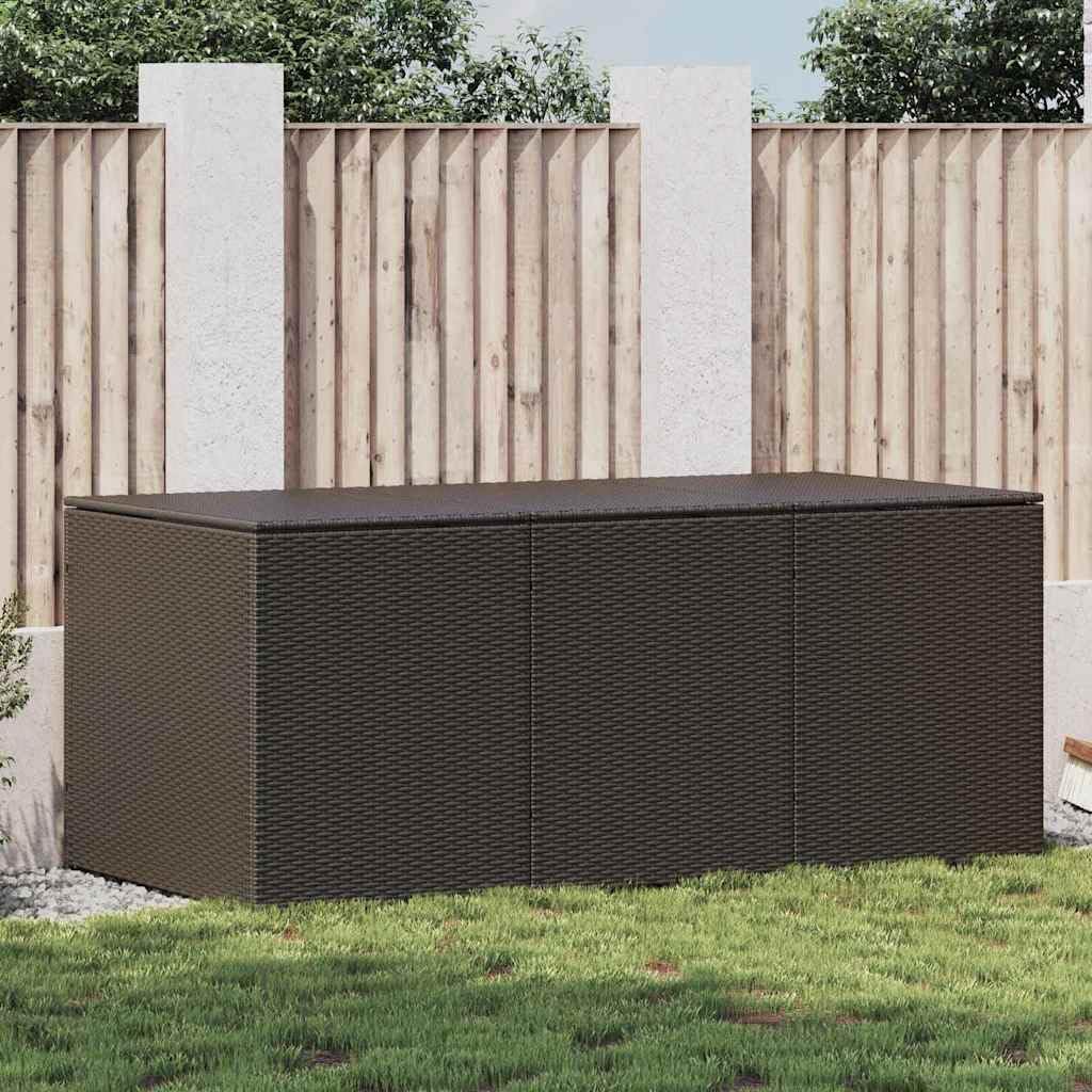 GKHPYURE Poly Rattan Patio Storage Box, 70.9x35.4x27.6 Inch Large Outdoor Storage Trunk with Gas Lift Lid, Powder-Coated Steel Frame, Hand-Woven for Cushions