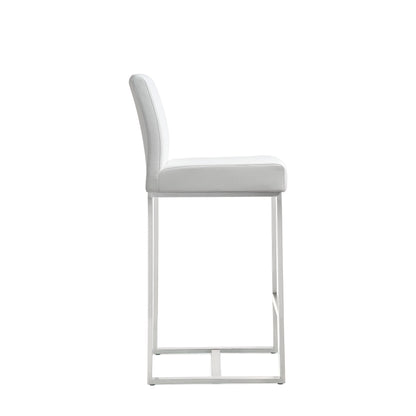 Tov Furniture Denmark White Performance Vegan Leather and Stainless Steel Counter Stool - Set of 2