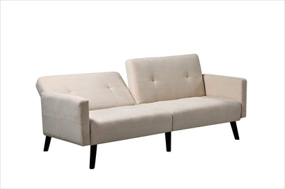 Container Furniture Direct Hasan Fabric Upholstered Living Room Tufted Sleeper Sofa, 79", Full, Beige