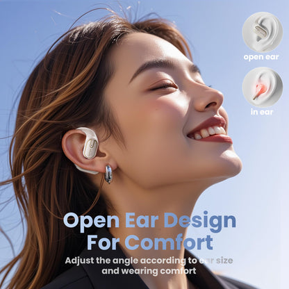 2026 Upgraded Open Ear Headphones,Over Ear Earbuds with Ergonomic Earhook,Bluetooth Headphones 6.0 with Smart Digital Display,80H Playtime,IPX7 Waterproof,Touch Control Operate Fit Cycling (White)