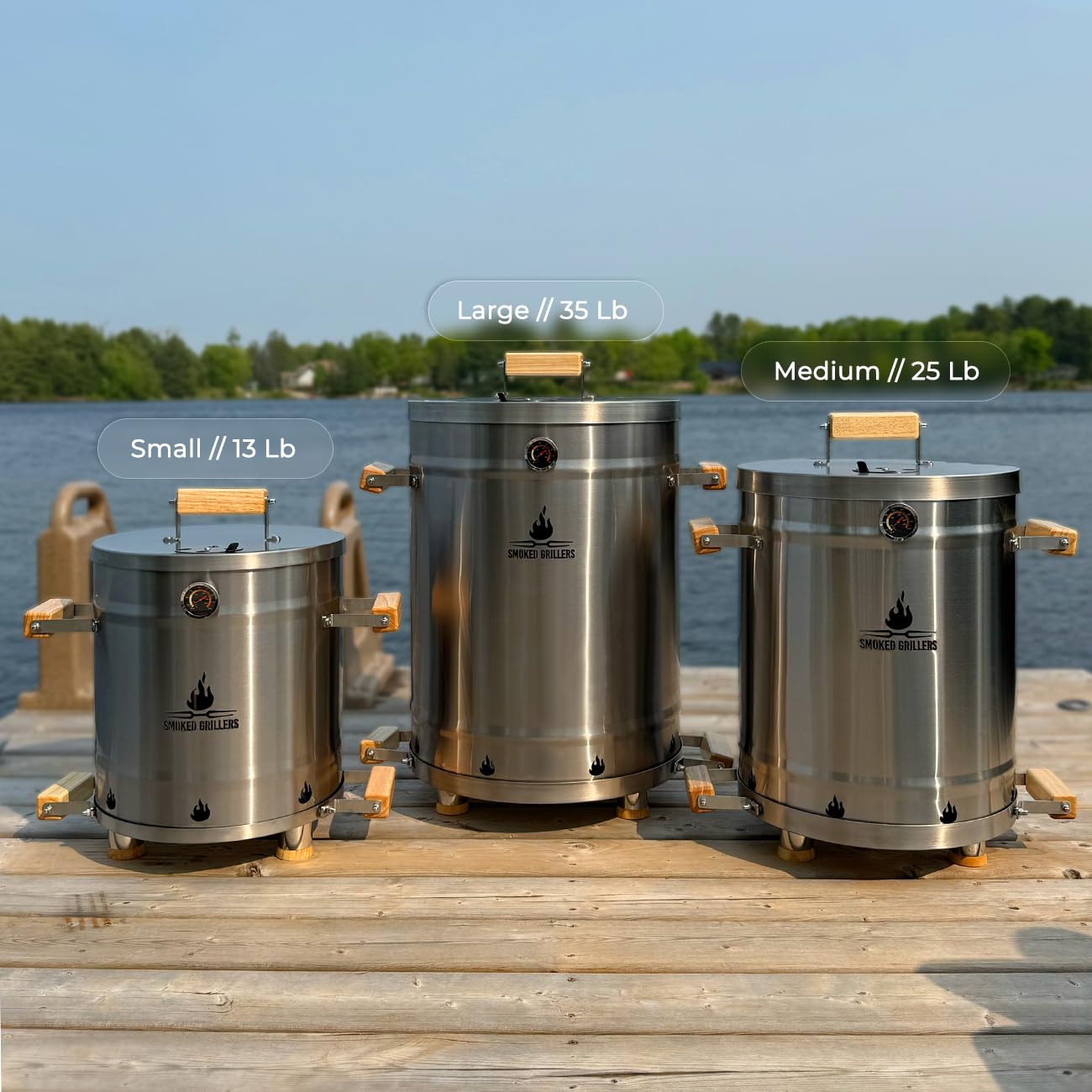 Smoked Grillers Barrel Smoker Grill Combo | 100% 304 Stainless Steel Barrel | 95% Less Smoke, Even Heat | Easy to Use & Clean – Vertical Smoker Ideal for Balconies and Backyards (MEDIUM-25 LBS)
