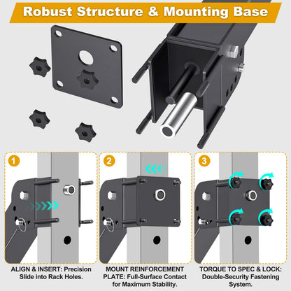 Kipika Power Rack Jammer Arms - Adjustable Height & Angle Lever Arm System for 3x3 Power Cages with 5/8" or 1" Holes - Fits 2-Inch Olympic Plates - 1 Pair (for 3" x 3" Racks with 5/8" or 1" Holes)