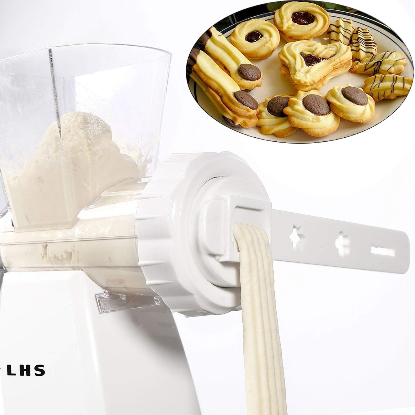 LHS Manual Meat Grinder with Stainless Steel Blades Heavy Duty Powerful Suction Base for Home Use Fast and Effortless for All Meats-White