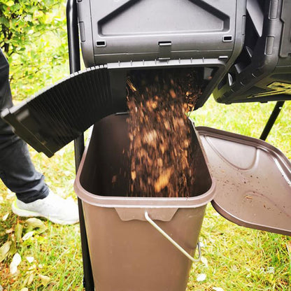 Kitchen Compost Bin, Compost Bin Tumbling Composter Rotating w/ 2 Doors Compost Bin, Dual Chamber All Season Heavy Duty Outdoor Gardening Composting Tumblers Garden Yard (140L/37 Gallon, Black) ,Indoo