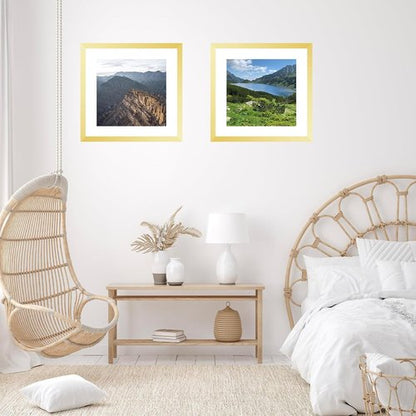 JCJMY 18x18 Gold Picture Frame - Display 14x14 Photos with Mat or 18x18 Without Mat | Shatter-Resistant Plexiglass