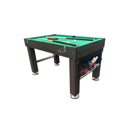 KICK Morpheus 55" 5-in-1 Multi-Game Table (Brown) – Foosball, Billiards/Pool, Ping Pong, Glide Hockey, and Basketball