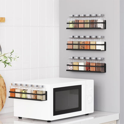 Roysili Magnetic Spice Rack with Jars Magnetic Spice Rack for Refrigerator 24 Spice Jars with Label Magnetic Shelves for Fridge 4 Pack Black
