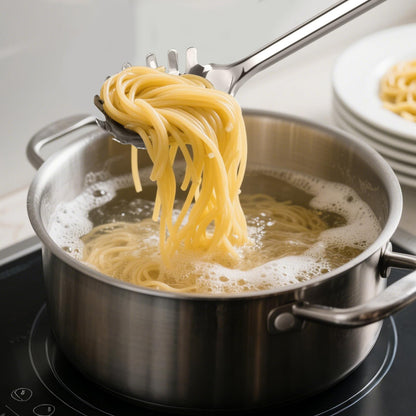 Stainless Steel Ladle and Pasta Server Set, Food-Grade Thickened Metal Soup Ladle & Spaghetti Spoon with Non-Slip Handles, Durable Cooking Utensils for Pasta, Soup & Everyday Kitchen Use