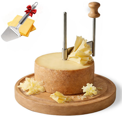 Cheese Curler Wheel for Tête de Moine & Chocolate Swiss Style Girolle Cheese Shaver with Sharp Stainless Steel Blade and Solid Wood Base for Cheese Boards, Desserts & Parties