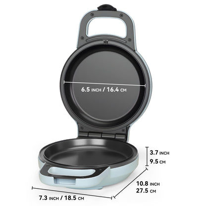 SugarWhisk Flip Pancake Maker Machine, Ceramic Coated Pancake Pan for 6.5 Inch Pancakes, Omelette, Crepe & Quesadilla, Frittata, Double Sided Omelette Pan Nonstick, Pale Blue