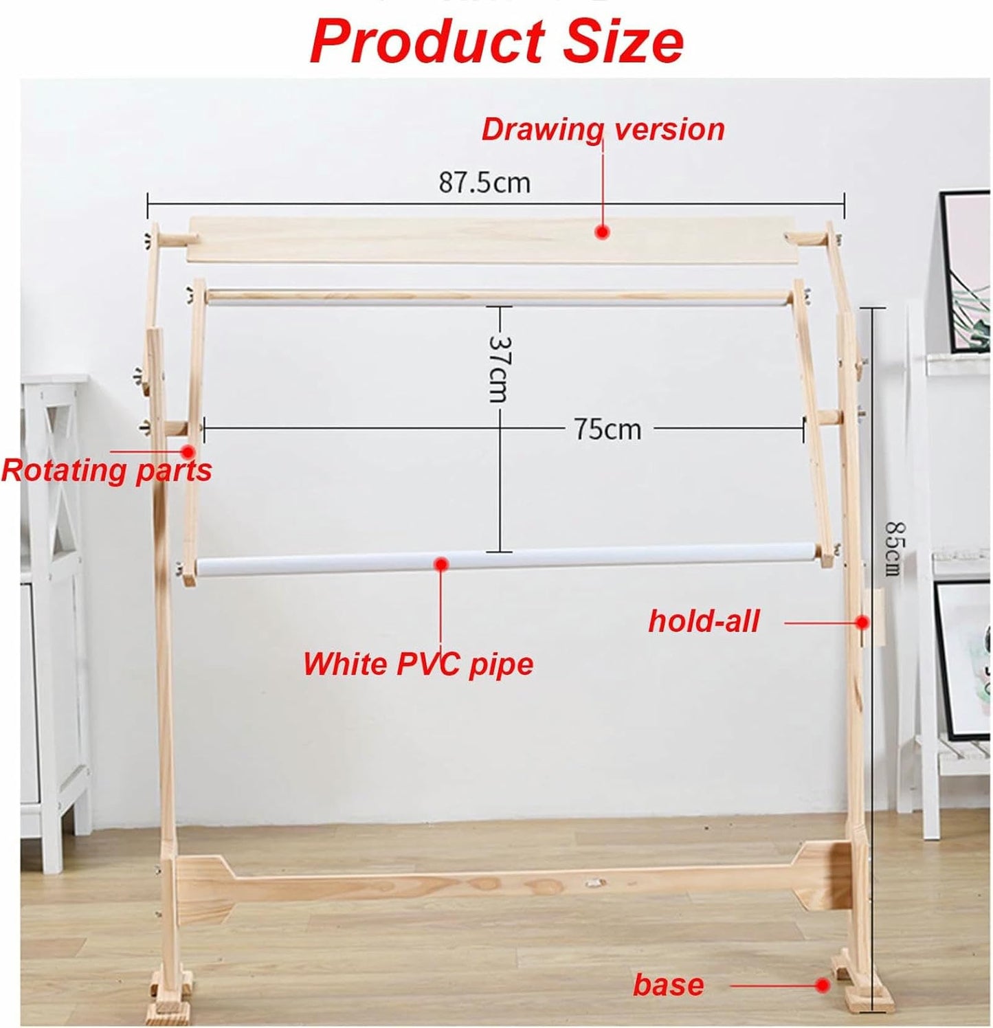 Embroidery Hoops Stand, 360 Degree Adjustable Embroidery Stand,Cross Stitch Frame Stand,Wooden Frame Cross Stitch Floor Stand for Cross Stitch Needlework Art Craft Sewing~/