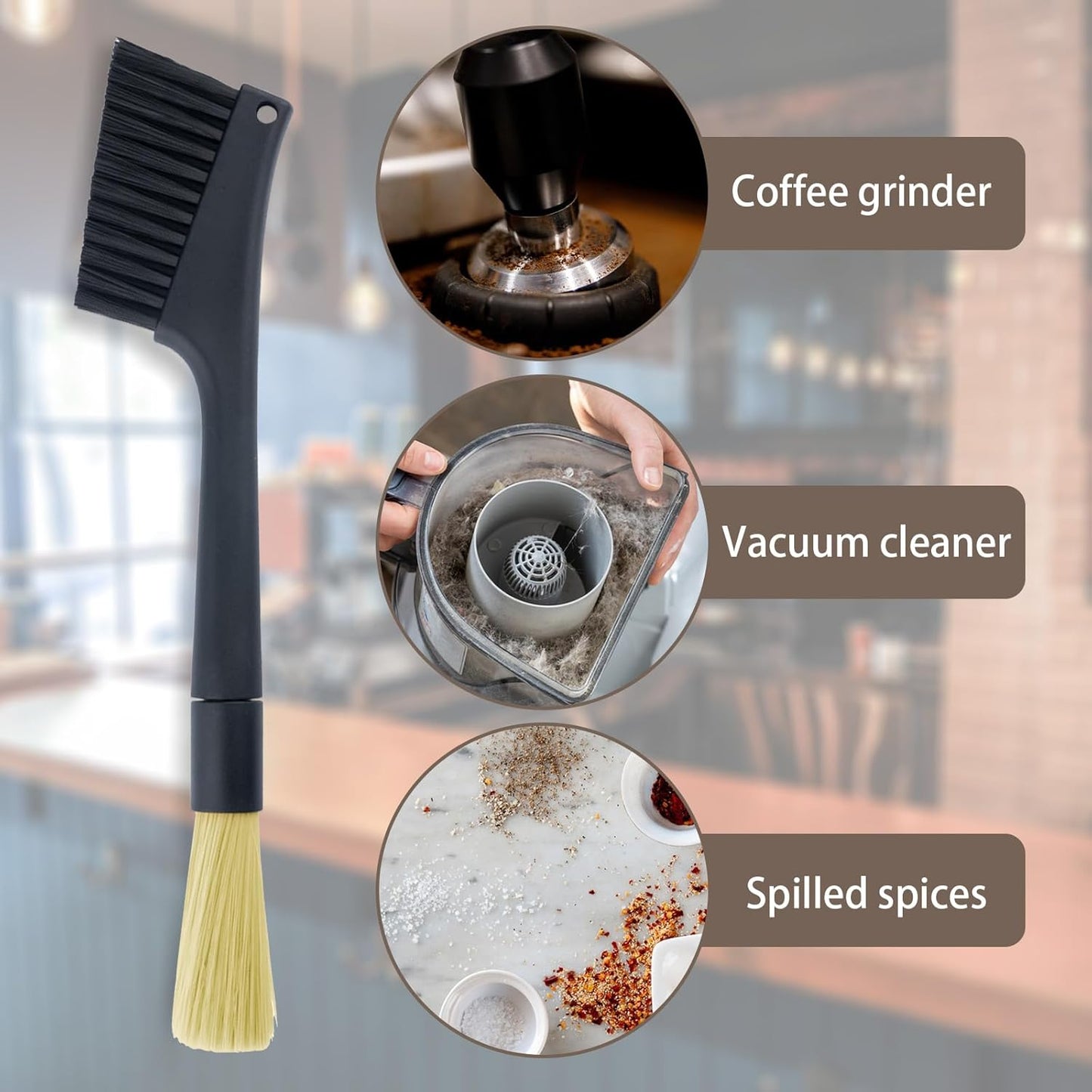2 Pcs Coffee Grinder Brush and Hand Broom, Heavy Duty Wood Dusting Tools for Espresso Machine