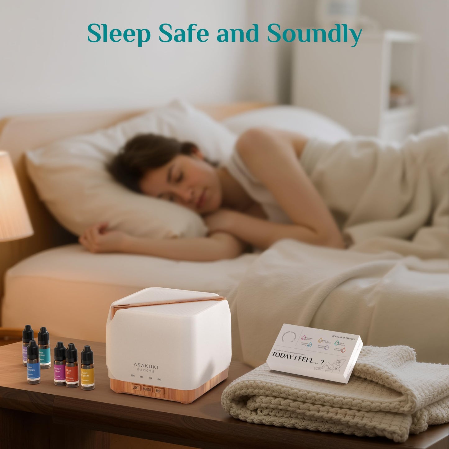 ASAKUKI 700 ml Premium Essential Oil Diffuser, 5 in 1 Ultrasonic Aromatherapy Fragrant Oil Vaporizer Humidifier, Timer and Auto-Off Safety Switch, 7 LED Light Colors