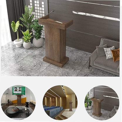 BKEKM Modern Lecterns Floor Standing with Drawers and Open Storage Podium Stand Pulpits for Churches Wooden Luxury Teacher Podiums