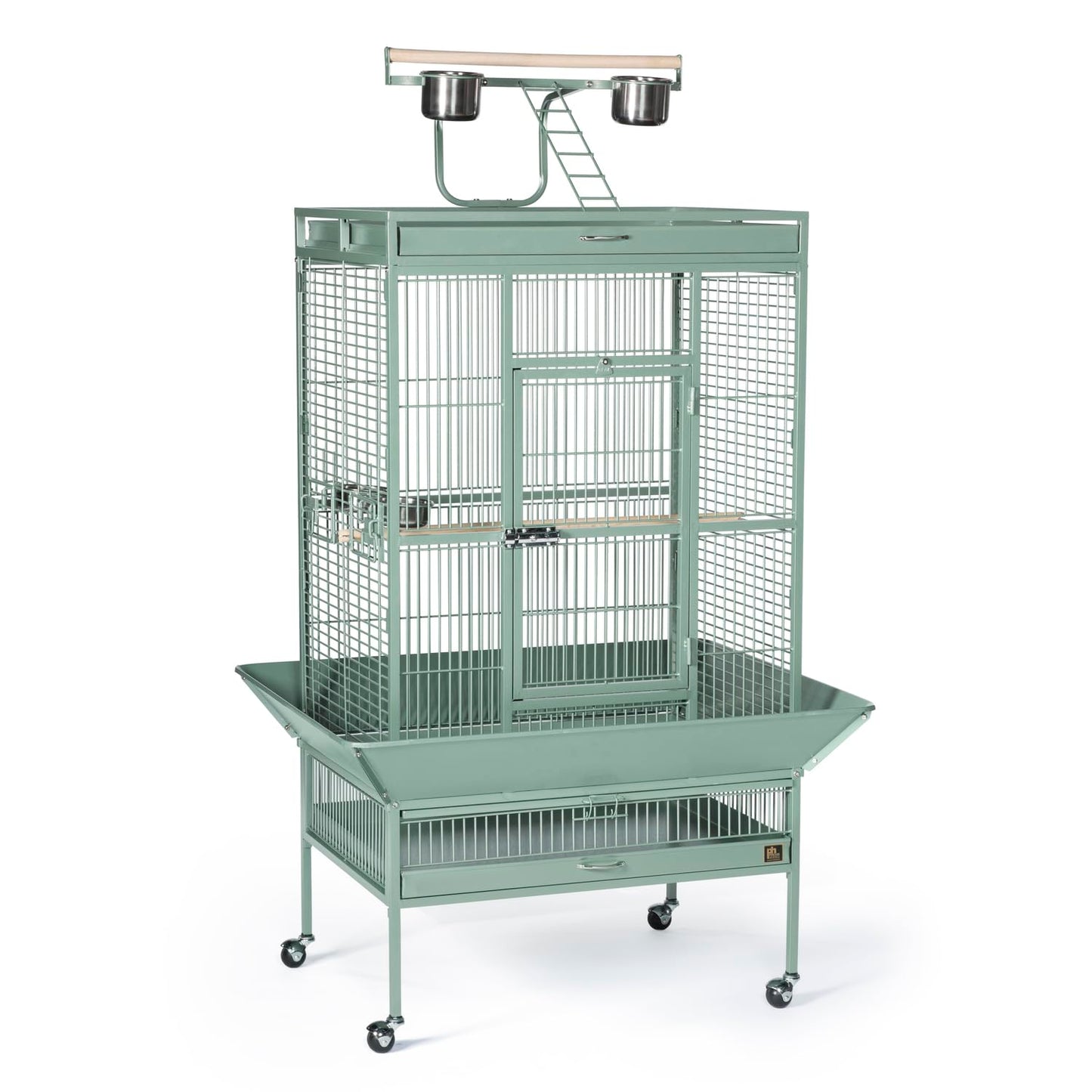 HomeStock Suburban Sophistication Playtop Bird Home with Spacious Design, Durable Materials, Removable Perches Medium/Sage Green