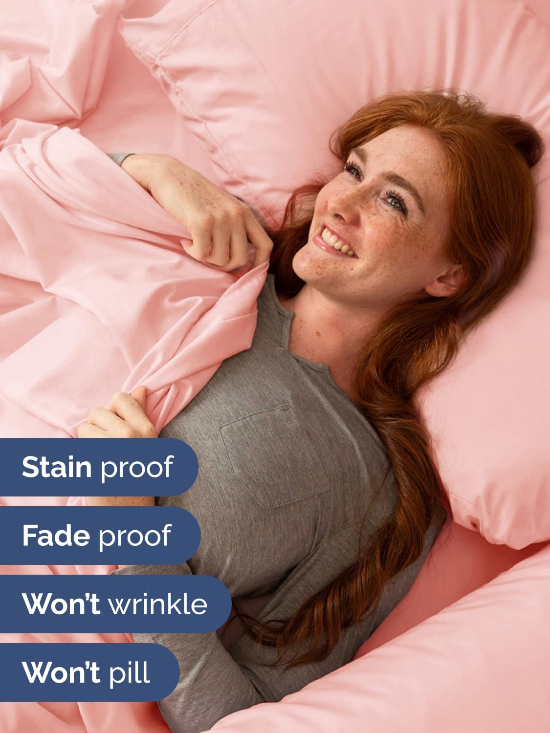 Skiennix Extra Deep Split King Sheet Set - 7 Piece Breathable Cooling Bedding - Soft Wrinkle-Free Baby Pink