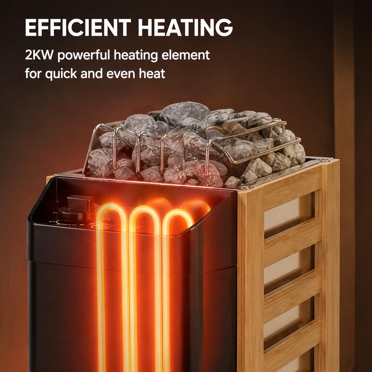 Mangoct 2KW 110V Sauna Heater with Plug, Electric Sauna Heater, 3h Timer for Small Sauna Rooms (100 Cu.Ft.), Dry Sauna Heater, No Wiring Needed Sauna Stove