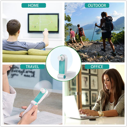 Personal Handheld Fan, Mini Portable Pocket Fan, USB Rechargeable for Home, Sports, Outdoor Travel, 2 Speed (Turquoise)