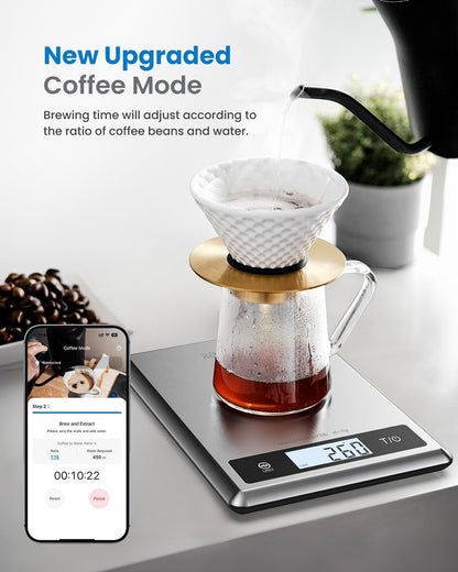RENPHO Digital Food Scale with Nutritional Calculator, Smart Food Kitchen Scale, Food Weight Scale Grams and Ounces for Weight Loss, Calorie, Macro and Cooking, Stainless Steel