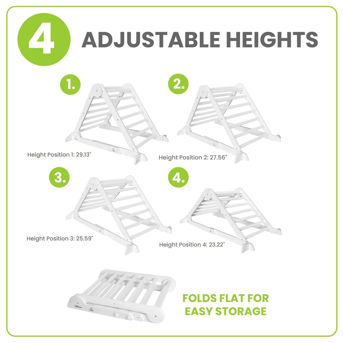Little Partners Learn 'N Climb Foldable Wooden Climbing Triangle, Wood Climbing Gym for Toddlers, Triangle Climber for Skill-Building and Active Play, Soft White