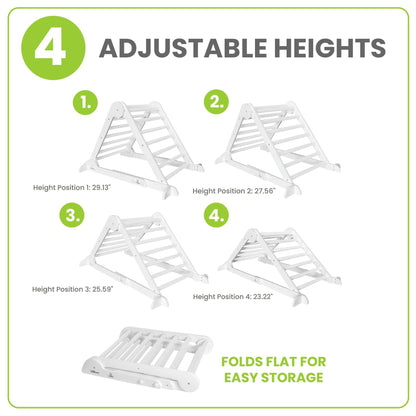 Little Partners Learn 'N Climb Foldable Wooden Climbing Triangle, Wood Climbing Gym for Toddlers, Triangle Climber for Skill-Building and Active Play, Soft White