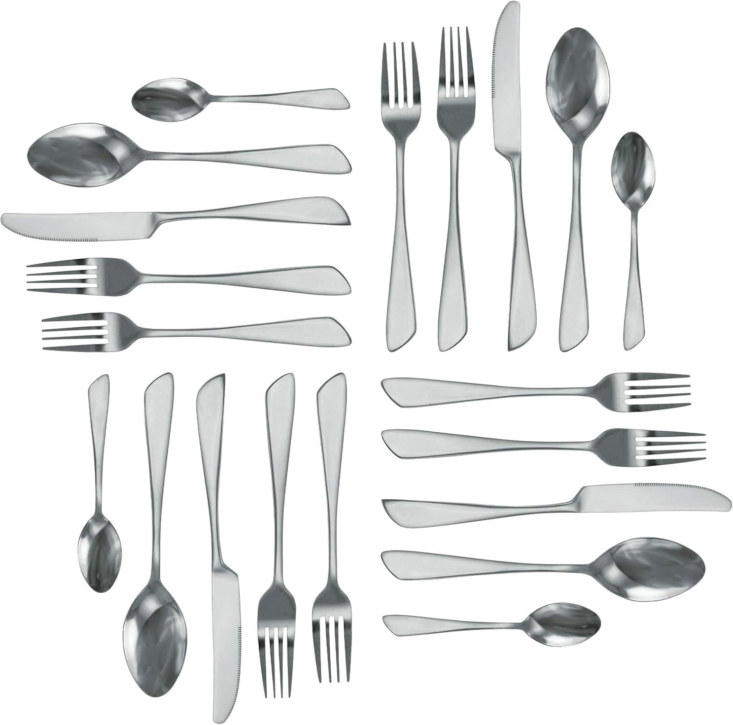 MegaChef Gibbous 20 Piece Stainless Steel Flatware Utensil Set for 4 in Silver