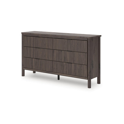 Signature Design by Ashley Symarro Casual 6-Drawer Dresser with Walnut Finish, Dark Brown