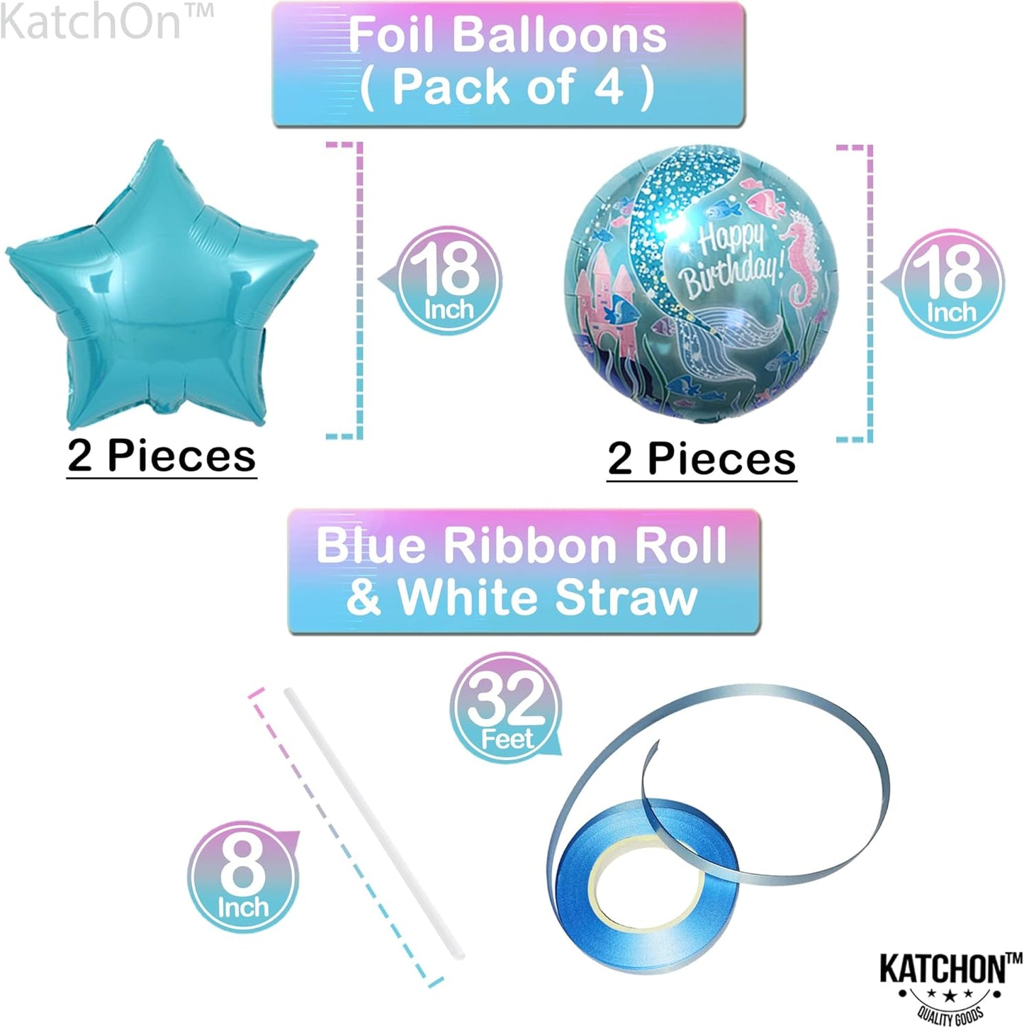 KatchOn Big Mermaid Decorations - Pack of 8 | Mermaid Balloons for 3rd Birthday Party