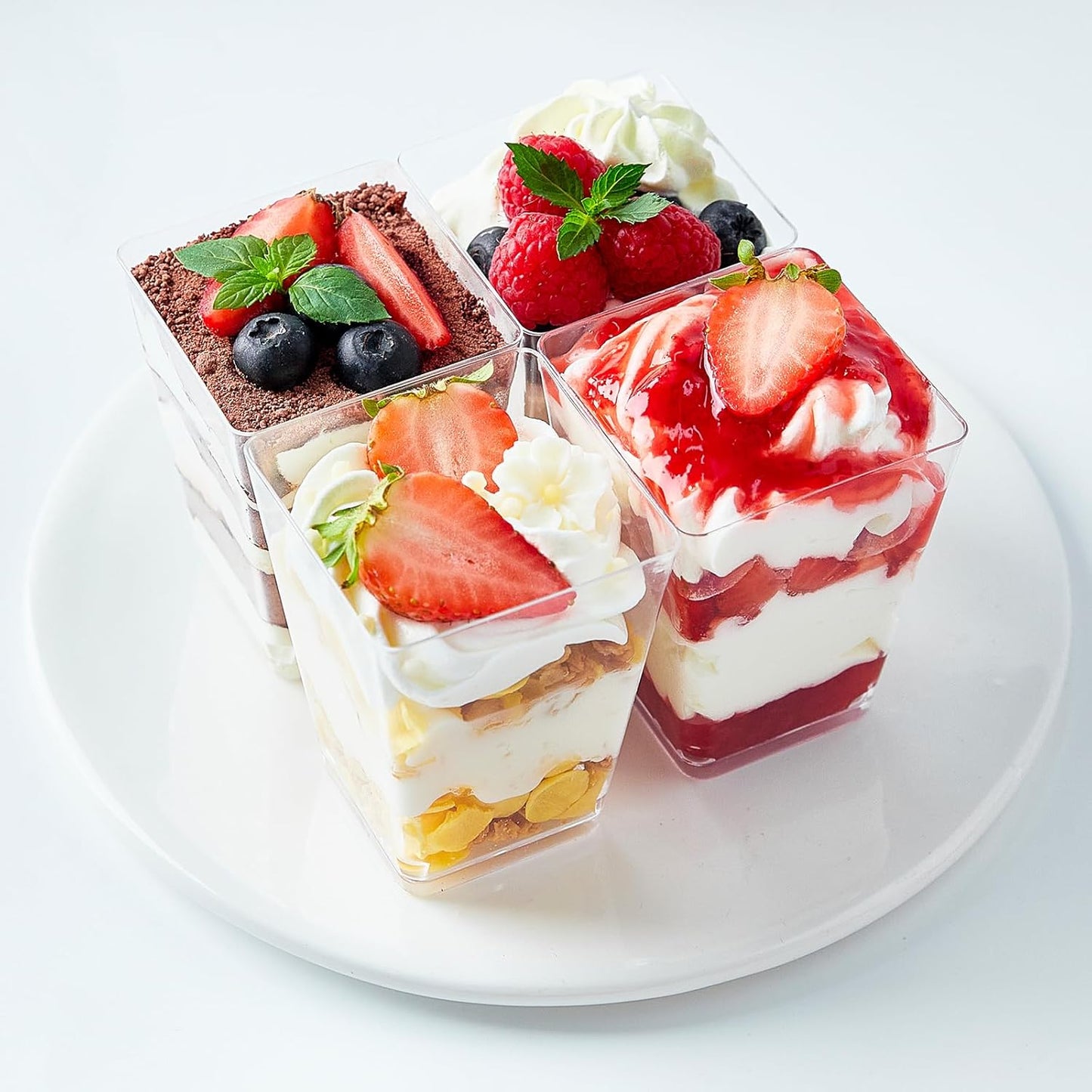 50 Pack 5 oz Kucoele Plastic Dessert Cups with Lids and Spoons, Clear Parfait Cups Pudding Cups Mini Party Serving Cups