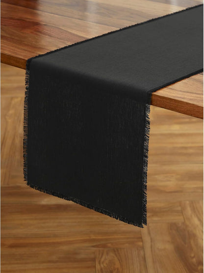 36 Inches 100% 14 36 Inch Summer, Solino Home Linen Black Table Runner - Fringe, Pure Linen Small Table Runner x Ideal