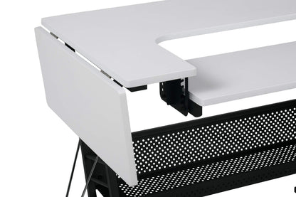 Sew Ready Eclipse Ultra Hobby Machine Top Storage Drawers + Large Lower Shelf-Can Also Be Used as Computer Desk Sewing Table, Black/White