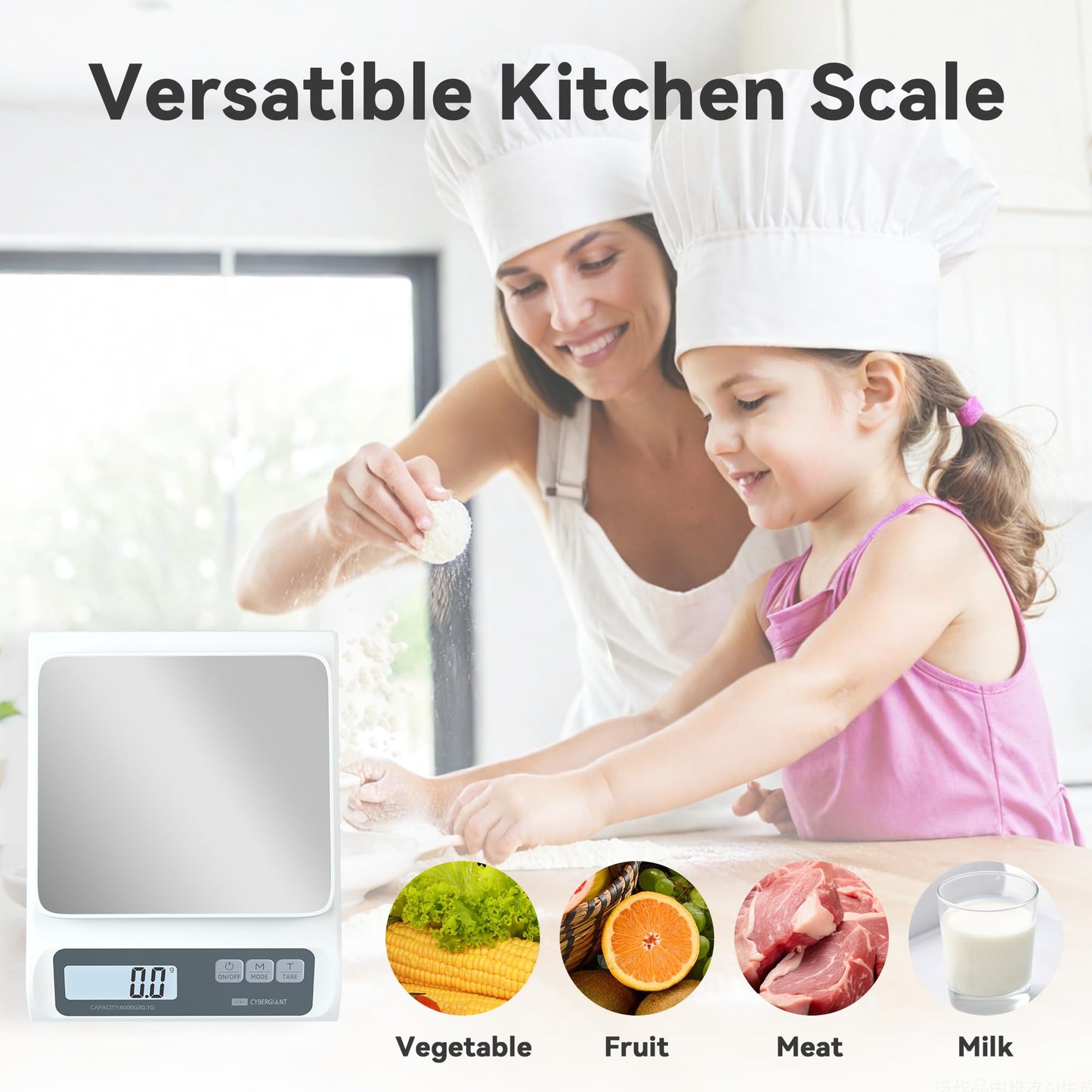 CYBERGIANT 13lb/0.1g Precision Digital Food Scale - Meal Prep Kitchen Baking & Espresso Coffee - Gram Scale with Stainless Steel Platform & LCD Display