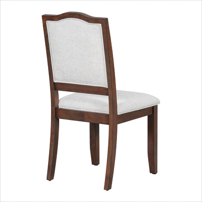 Ball & Cast Farmhouse Dining-Chairs Set of 4, High Back Wood Frame Dining Room Chair with Padded Seat, Modern Upholstered Kitchen Island Seating, 4 Pack Mid-Century Chairs, Cherry&Beige