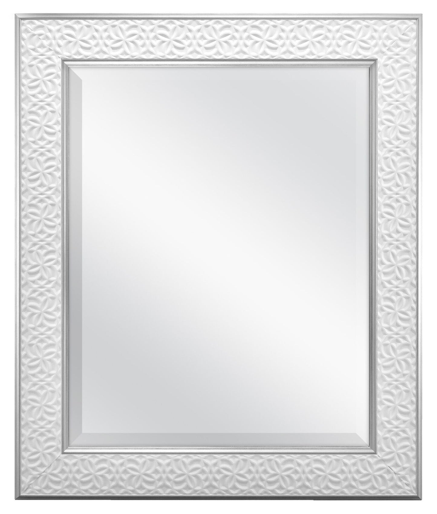 MCS Nordic Blossom Large Wall Mirror, Modern Rectangle Mirror Home Decor for Living Room, Bedroom, or Bathroom, 21 by 25 Inch, White