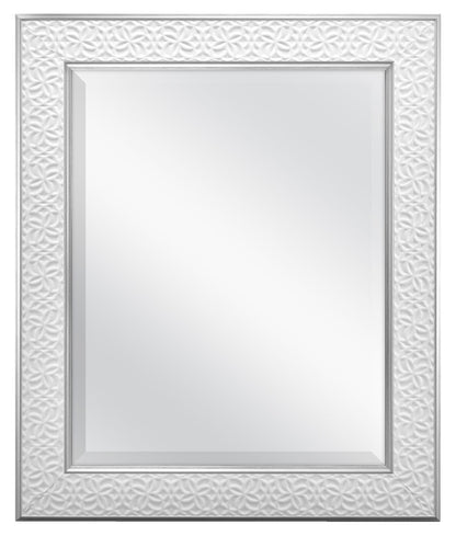MCS Nordic Blossom Large Wall Mirror, Modern Rectangle Mirror Home Decor for Living Room, Bedroom, or Bathroom, 21 by 25 Inch, White