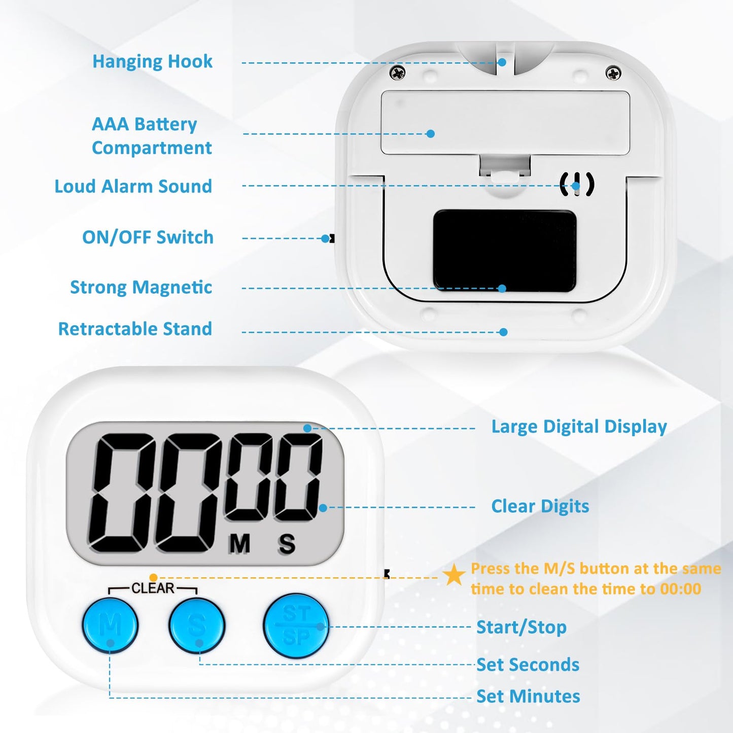 ZILLEEN Classroom Timers for Kids Classroom Magnetic Digital Kitchen Timers for Cooking Teachers Gym Game 12 pcs