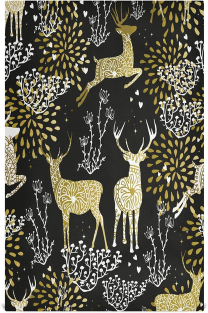 ALAZA Christmas Reindeer Gold Black Decorative Kitchen Dish Towels Set of 4, Soft Absorbent Kitchen Hand Towels, 18 x