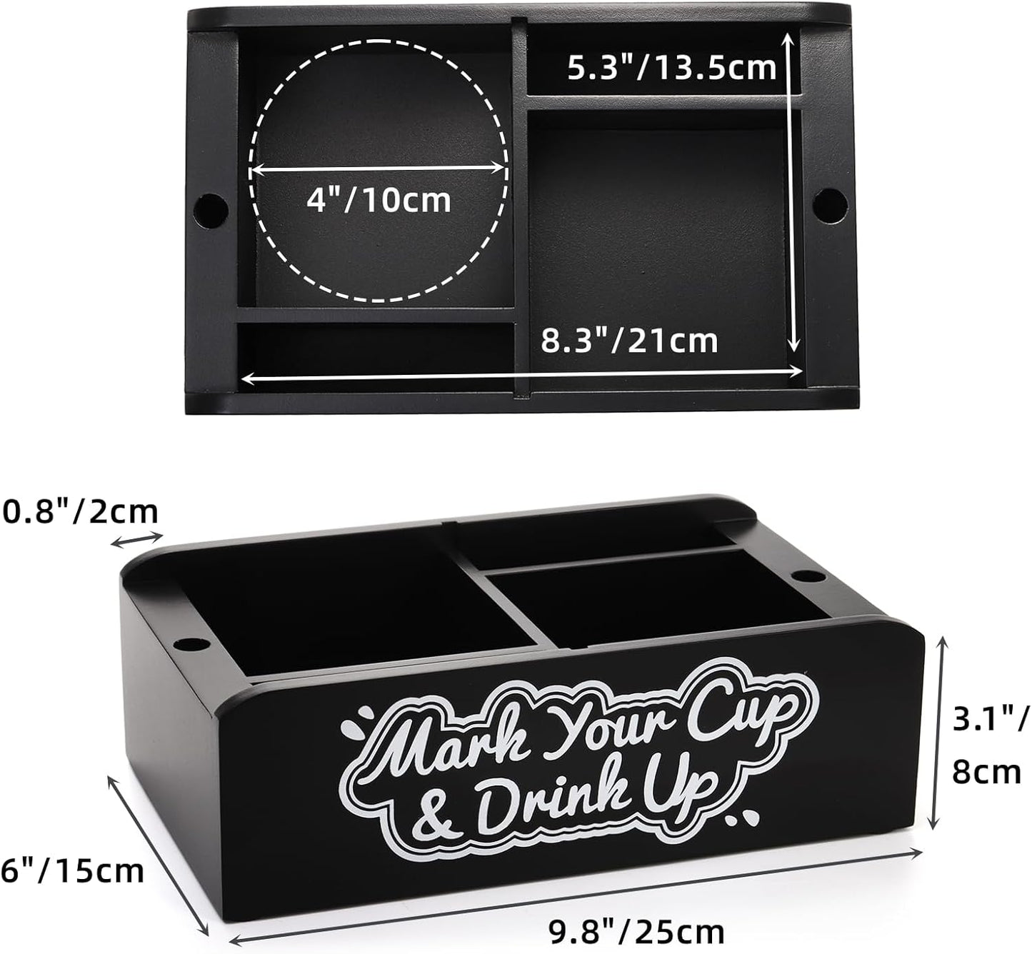 Double Party Cup Holder with Marker Slot - Wooden Drink Cup Dispenser for Wedding, Party, Kitchen, Bar, Housewarming
