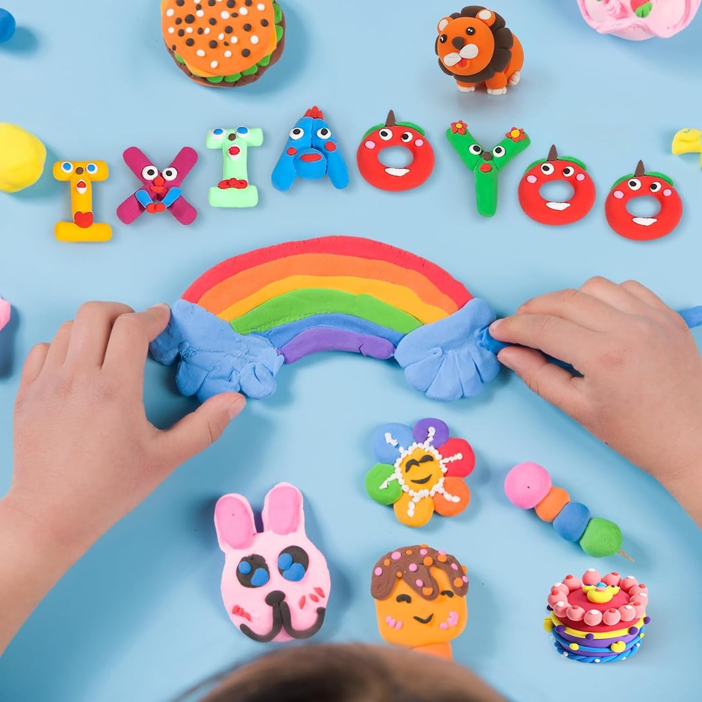 Ixiaoyoo Air Dry Clay for Kids, 60 Colors Modeling Magic Clay, Safe & Non-Toxic, DIY Model Arts & Crafts Kit with Sculpting Tools, Birthday&Christmas Toy Gift for 3-12 Years Old Boys Girls Kids