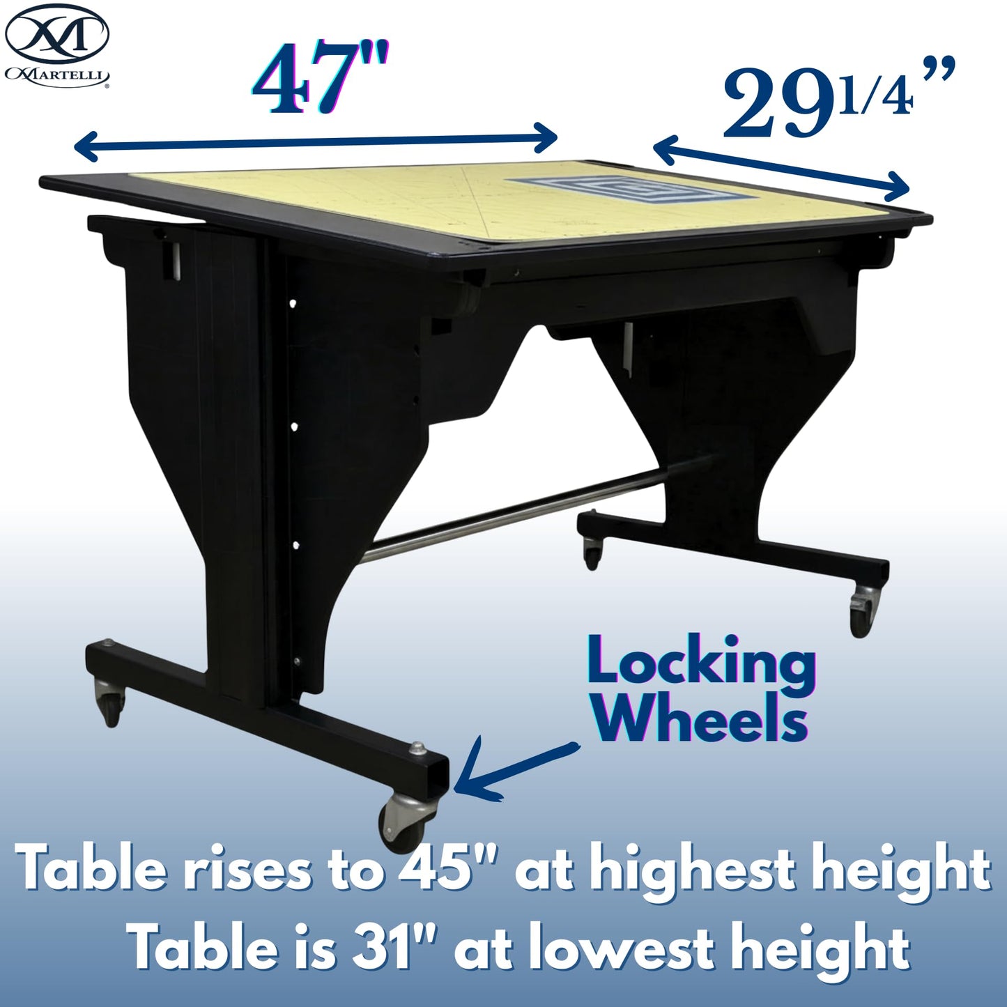 Martelli Premier Electric Sewing Table 47x29 Tabletop - Remote Operated Height Adjustable Sewing Cabinet - Drafting Table with Cutting Mat, Rotary Cutter Deal (Black, Sensational)