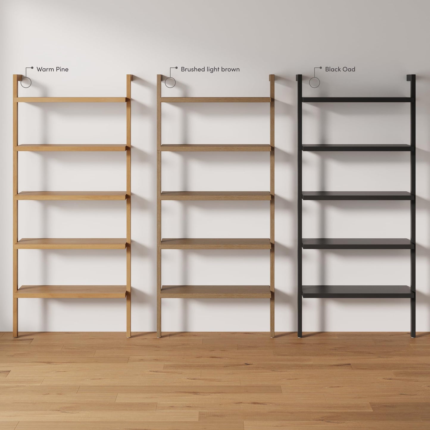 Nathan James Beacon Bohemian 5 Tier Bookshelf, Wall Mounted Bookcase, Solid Wood Bookshelf in Warm Pine, Set of 2