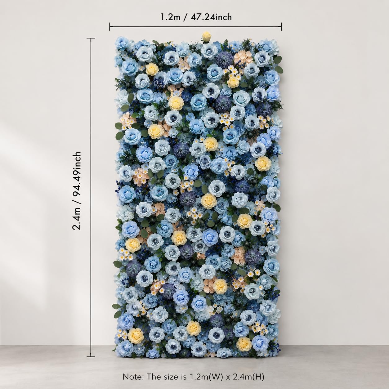 4x8 ft Blue Flower Wall Backdrop, Roll-Up Silk Hydrangea Rose Floral Wall, High-Density Realistic Flower Background for Wedding, Boy Baby Shower, Party Decor & Events (4x8 ft, Panel Only)